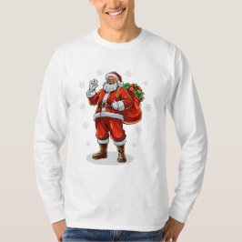 クラシックなサンタクロースがクリスマスのプレゼントを届ける Tシャツ