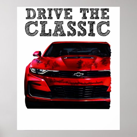 クラシックなシボレーカマロを運転する ポスター (正面)