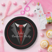 クラシックなジェントルマン　赤いネクタイ ペーパープレート (パーティー)