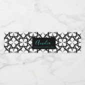 クラシックなジオパターン 黒と白のカスタマイズ可能 ペットボトルラベル (シングルラベル)