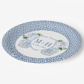 クラシックなジンジャージャー モノグラム ウェディングシャワー パーティ ペーパープレート (アングル)