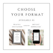 クラシックなストライプのブラックアンドホワイトのウェディング 招待状