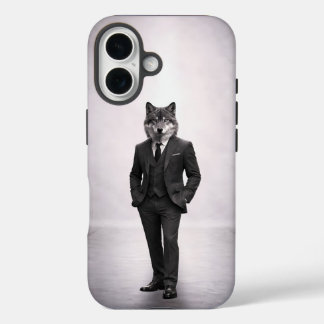 クラシックなスーツのエレガントなオオカミの肖像画 iPhone 16ケース
