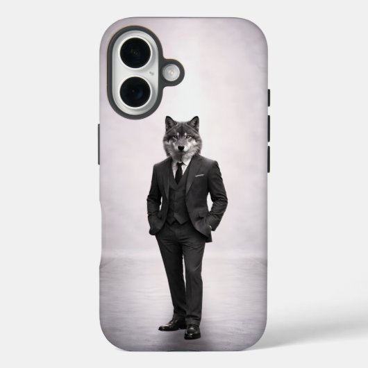 クラシックなスーツのエレガントなオオカミの肖像画 Case-Mate iPhoneケース (裏面)