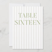 クラシックなセージグリーンとベージュの結婚式16テーブルナンバー 招待状 (裏面)