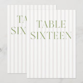 クラシックなセージグリーンとベージュの結婚式16テーブルナンバー 招待状 (正面/裏面)