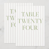 クラシックなセージグリーンとベージュの結婚式24テーブルナンバー 招待状 (正面/裏面)