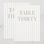 クラシックなセージグリーンとベージュの結婚式30テーブルナンバー 招待状 (正面/裏面)