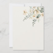 クラシックなセージグリーンにアイボリーの花のウェディング 招待状 (裏面)