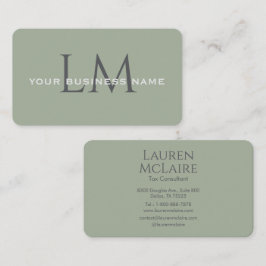 クラシックなセージグリーンモノグラムブランディング 名刺