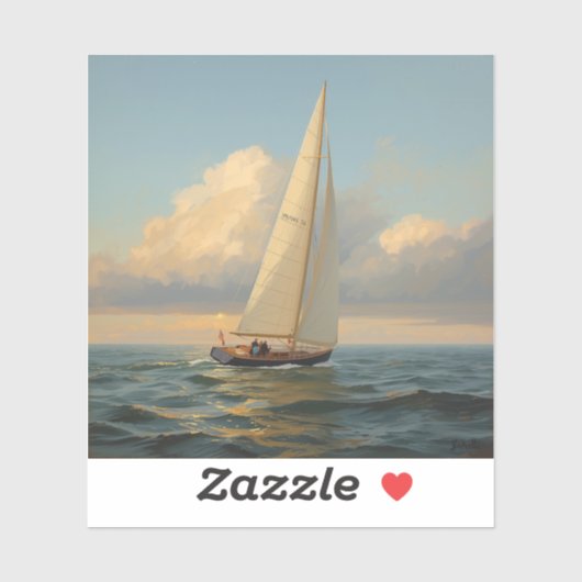 クラシックなセーリングヨットの絵画イメージ 🌅⛵ シール (シート)