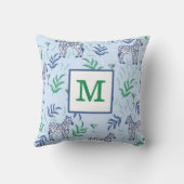 クラシックなゼブラとマティーニ ブルー モノグラム クッション (裏面)