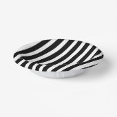 クラシックなソリッドホワイトとブラックストライプの7インチ ペーパーボウル (傾斜あり)