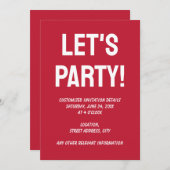 クラシックなソリッド トゥルー レッド 招待状 (正面/裏面)