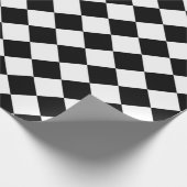 クラシックなダイヤモンドの白黒チェッカーの装飾 ラッピングペーパー (角)