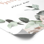 クラシックなダスティピンクのローズフラワーのゲストブックサイン ポスター (角)