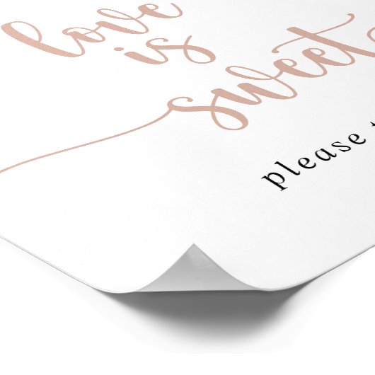 クラシックなダスティピンクのローズフラワーラブイズスイートサイン ポスター (角)