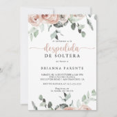 クラシックなダスティピンクのローズ スペインのブライズシャワー 招待状 (正面)