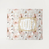 クラシックなダスティピンクゴールドの花柄ウェディングタペストリー タペストリー (正面(横))