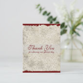 クラシックなダマスク柄の結婚式のお礼状、赤 招待状 (スタンド正面)