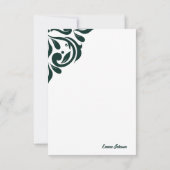 クラシックなダマスク・リージェンシー・フタロシアニン緑 ノートカード (裏面)