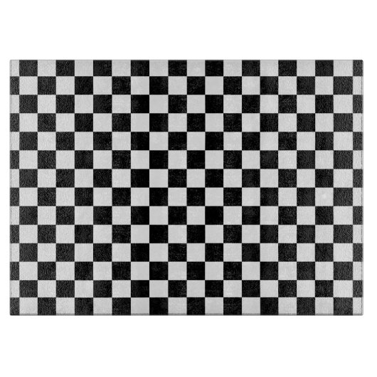 クラシックなチェッカーボードの白黒パターン カッティングボード (正面)