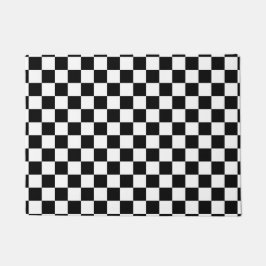 クラシックなチェッカーボードの白黒パターン ドアマット
