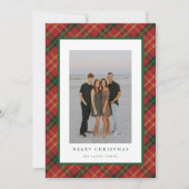 クラシックなチェック柄のクリスマスカード 赤と緑のデザイン シーズンカード (正面)