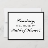 クラシックなチェック柄のメイド・オブ・オナー プロポーズ カード (正面)