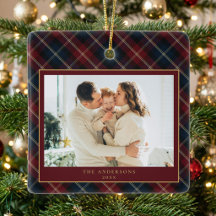 クラシックなチェック柄の家族写真クリスマス