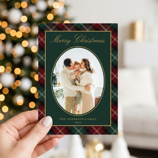 クラシックなチェック柄の家族写真 クリスマス
