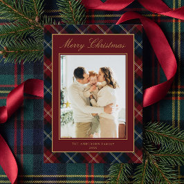 クラシックなチェック柄の家族写真 クリスマス