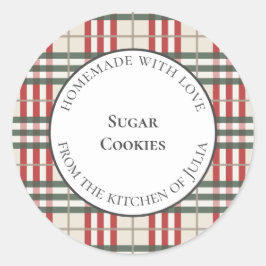 クラシックなチェック柄の食品ラベル 自家製ギフト用 ラウンドシール