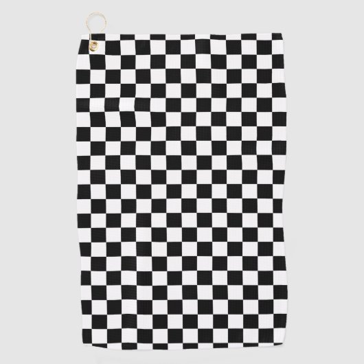 クラシックなチェック模様の競争のスポーツの点検の白黒 ゴルフタオル (正面)