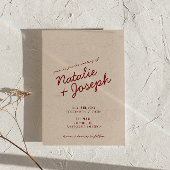 クラシックなディープレッドの遊び心あるQRコード写真ウェディング 招待状