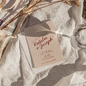 クラシックなディープレッドの遊び心あるQRコード写真ウェディング 招待状