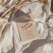 クラシックなディープレッドブルーの遊び心あるQRコードウェディング 招待状