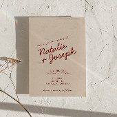 クラシックなディープレッドブルーの遊び心あるQRコードウェディング 招待状