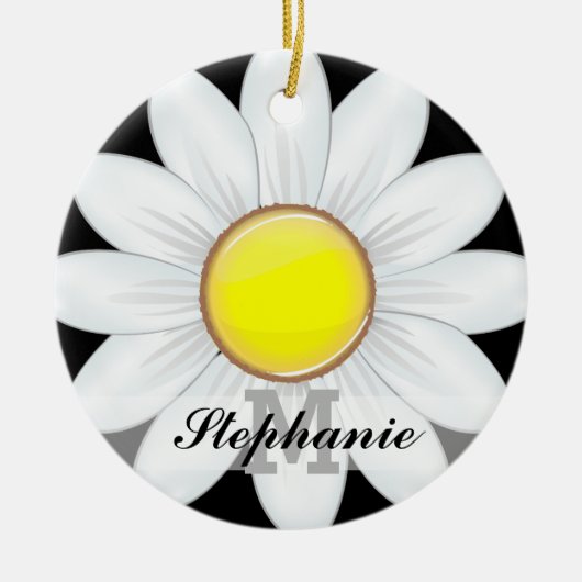 クラシックなデイジーの花 セラミックオーナメント (正面)