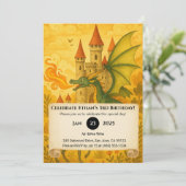 クラシックなドラゴンと騎士の童話シーンの誕生日 招待状 (スタンド正面)