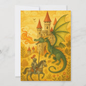 クラシックなドラゴンと騎士の童話シーンの誕生日 招待状 (裏面)