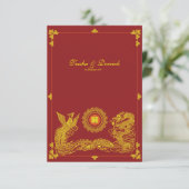クラシックなドラゴンと鳳凰の中国の結婚式招待状2 出欠カード (スタンド正面)