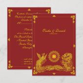クラシックなドラゴンと鳳凰の中国の結婚式招待状2 出欠カード (正面/裏面)