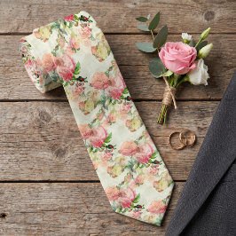 クラシックなネクタイ Peach Pink Antique Roses ネクタイ