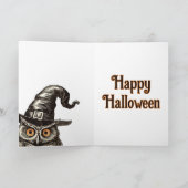 クラシックなハロウィンのフクロウと魔女の帽子 カード (内部)
