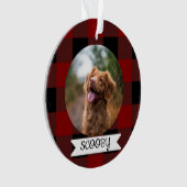 クラシックなバフロー・チェック柄のペット写真 オーナメント (正面)