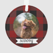 クラシックなバフロー・チェック柄のペット写真 オーナメント (裏面)