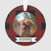 クラシックなバフロー・チェック柄のペット写真 オーナメント (正面)
