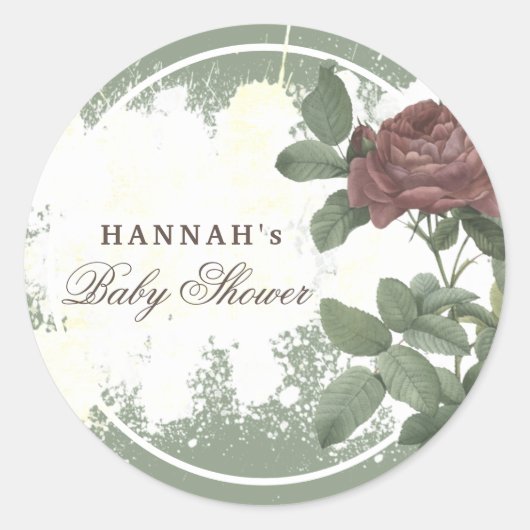 クラシックなバラのワインレッド マルサラ モダン ミニマリストC ラウンドシール (正面)