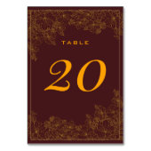 クラシックなバーガンディ 繊細なゴールドパターン テーブルナンバー (裏面)